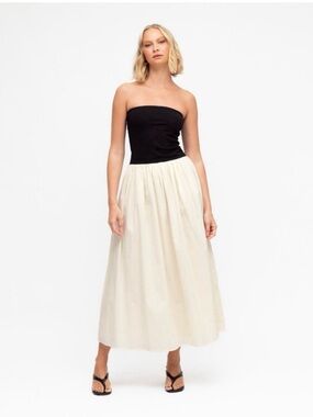 Old money neutral Strapless Black and White Dress Anthropologie Paper Heart XL